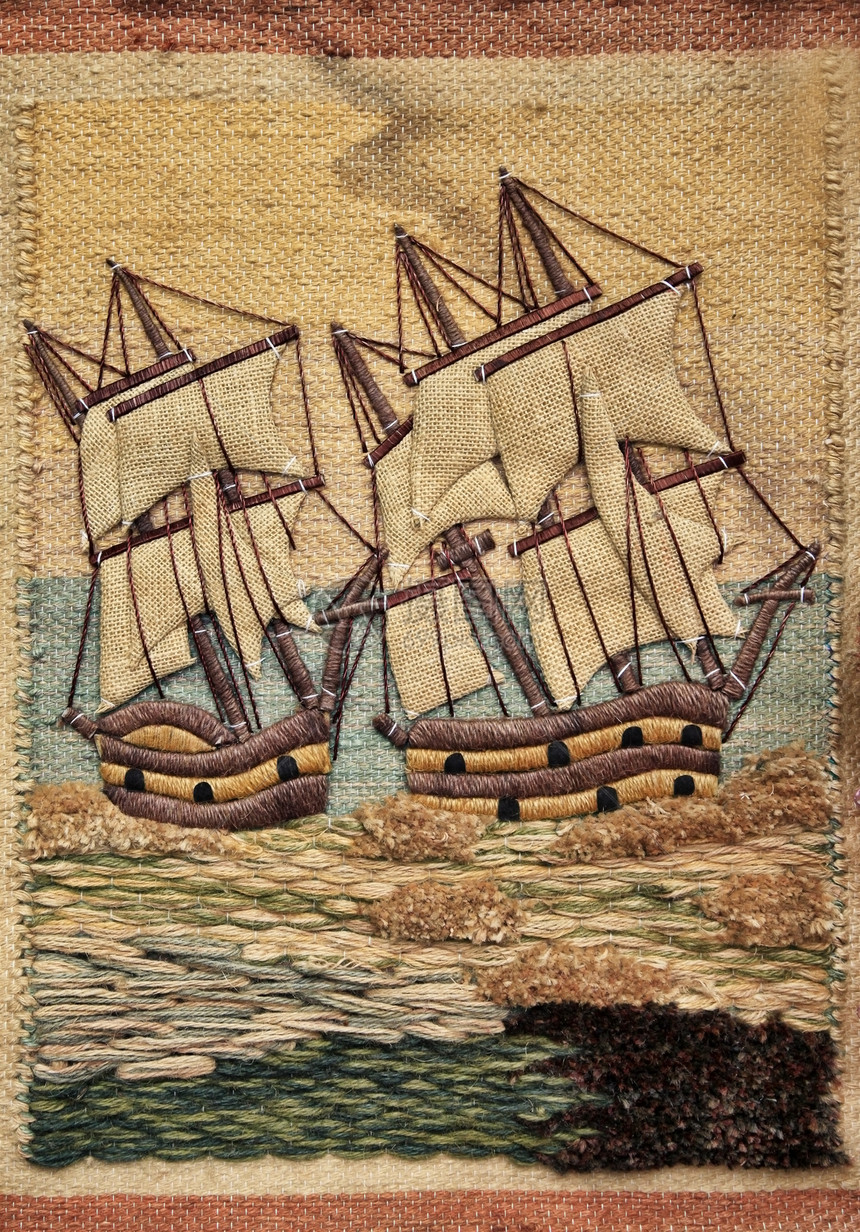 刺绣民族海洋艺术毛巾装饰品旗鱼风格织物装饰饰品图片