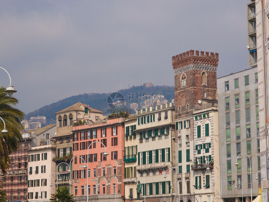 热那亚老城场景心意天际城市图片
