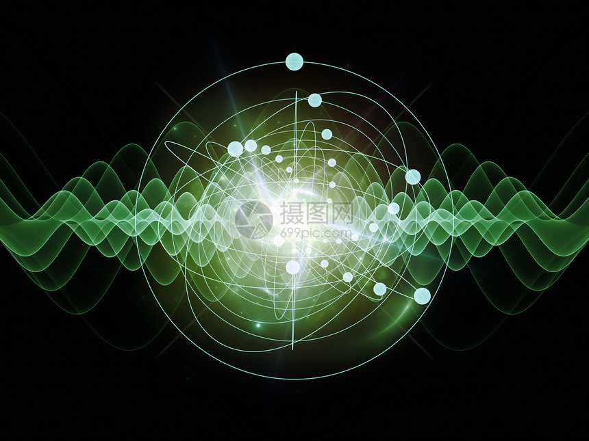 原子理论量子发射设计缩影力量电子插图几何学正弦波图片