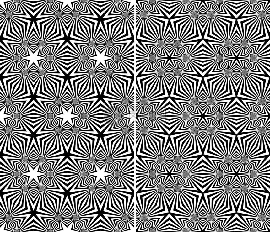 抽象无缝模式星星灰阶繁星插图点点射线线条光栅化黑与白设计图片