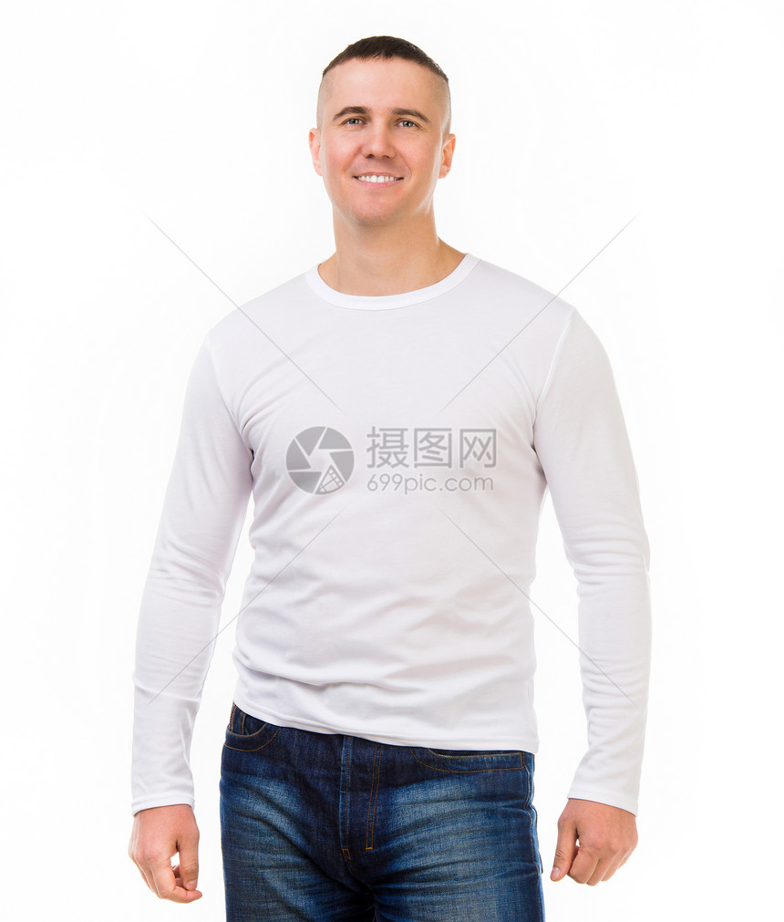 穿白衬衫的长袖男子青少年空白身体服装成人手臂织物销售衬衫男性图片