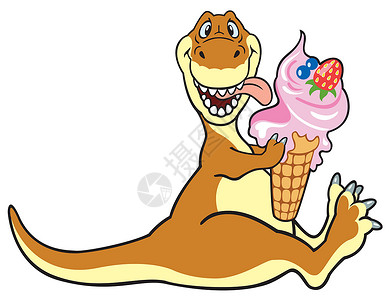 吃冰淇淋恐龙吃冰淇淋的恐龙插画