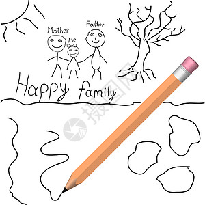 合作社带铅笔的矢量儿童绘画设计图片