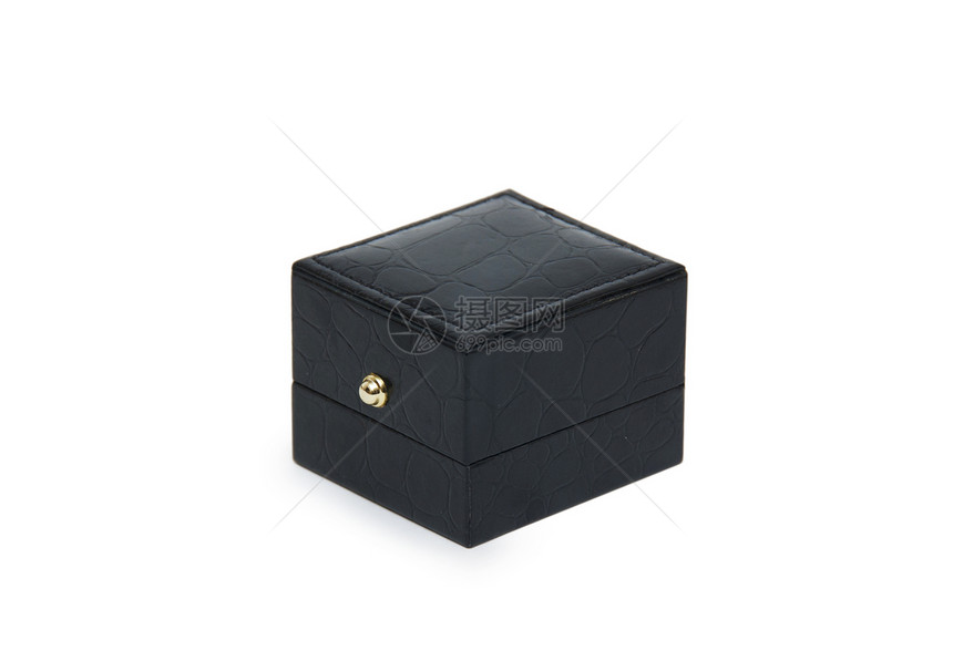 孤立在白色上的黑礼品盒盒子纸板黑色展示念日丝带生日礼物红色正方形图片
