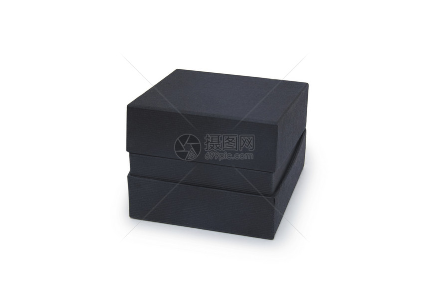 孤立在白色上的黑礼品盒正方形礼物黑色纸板丝带红色盒子生日展示念日图片