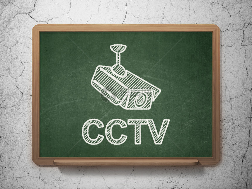 安全概念 Cctv摄像机和黑板背景闭路电视隐私视频政策犯罪课堂技术学习裂缝网络控制图片