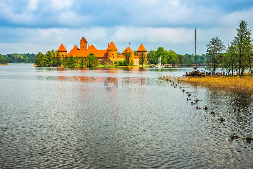 立陶宛特拉凯中世纪古老城堡农村检查国家建筑王国历史吸引力旅行风格博物馆图片