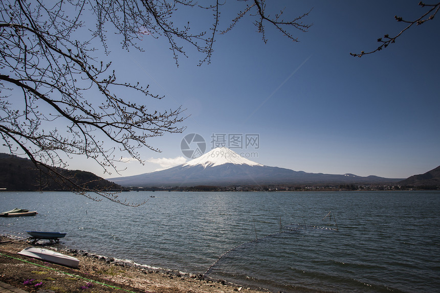 日本富士山顶峰吸引力地标季节观光墙纸植物首脑蓝色公吨图片