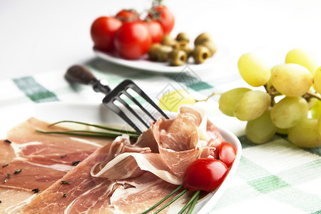 意大利葡萄可口的火腿高清图片