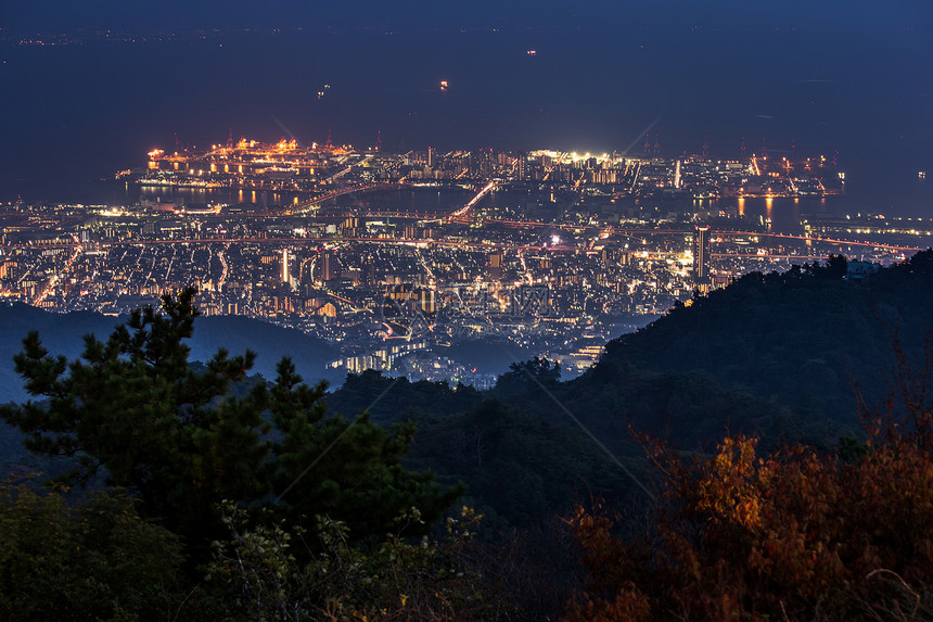 1 000万美元夜视 KOBE 日本天际六甲商业风景建筑物城市公吨地区建筑学景观图片