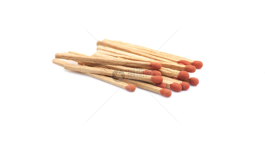 孤立的火柴棒组烧伤红色火焰木头力量危险火柴盒合作白色火柴图片