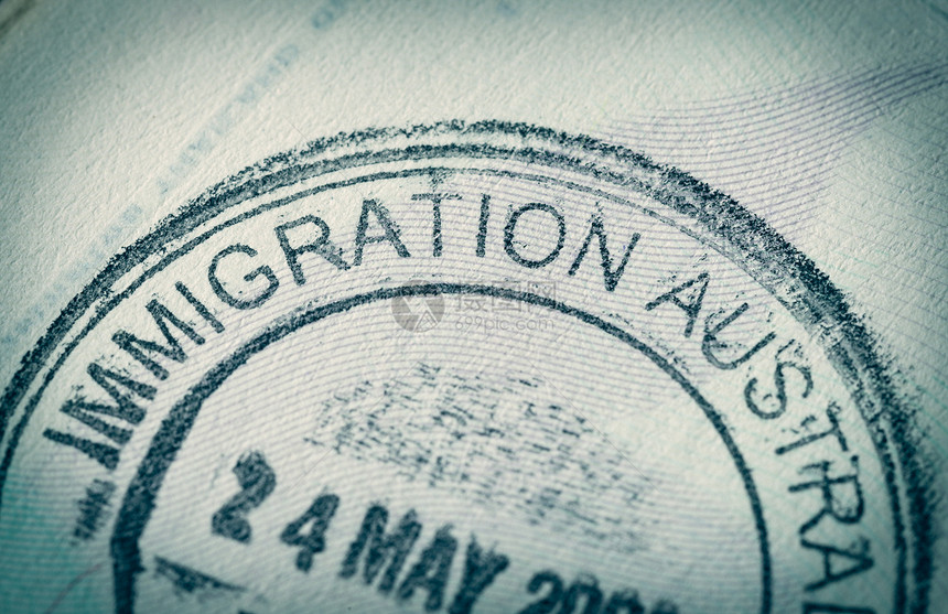 旅行概念背景的护照印花邮票风俗授权检查员移民签名游客旅游假期签证图片