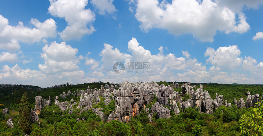 云南省石林国家公园地质学全景编队旅行农村假期游客遗产娱乐柱子图片