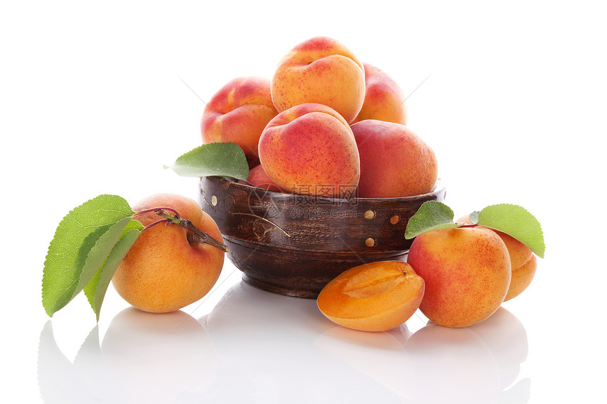 杏子酱蓝色橙子食物水果健康饮食横截面维生素营养叶子杏子图片