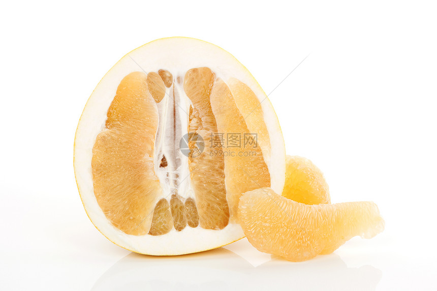 波梅罗柚子黄色圆形横截面白色水平美食活力维生素水果图片