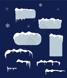 冰淇凌标签圣诞销售贴纸和有冰柱的标签 雪顶土地雪堆暴跌漂移插图折扣框架雪花价格横幅设计图片
