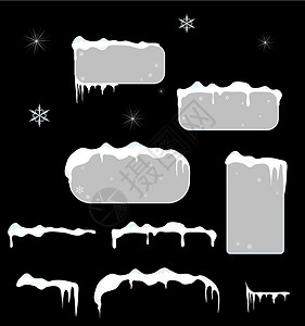 冰淇凌标签圣诞销售贴纸和有冰柱的标签 雪顶菜单插图雪花冰盖暴跌星星折扣季节雪堆框架设计图片