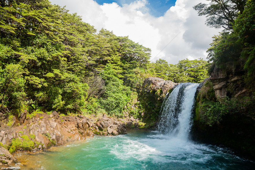 新西兰的旅行旅游岩石荒野丛林瀑布热带地形森林公园图片