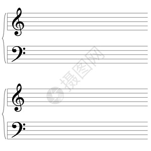 高音谱号工作表音乐空白高音床单笔记白色作曲家插图钢琴钥匙谱号背景