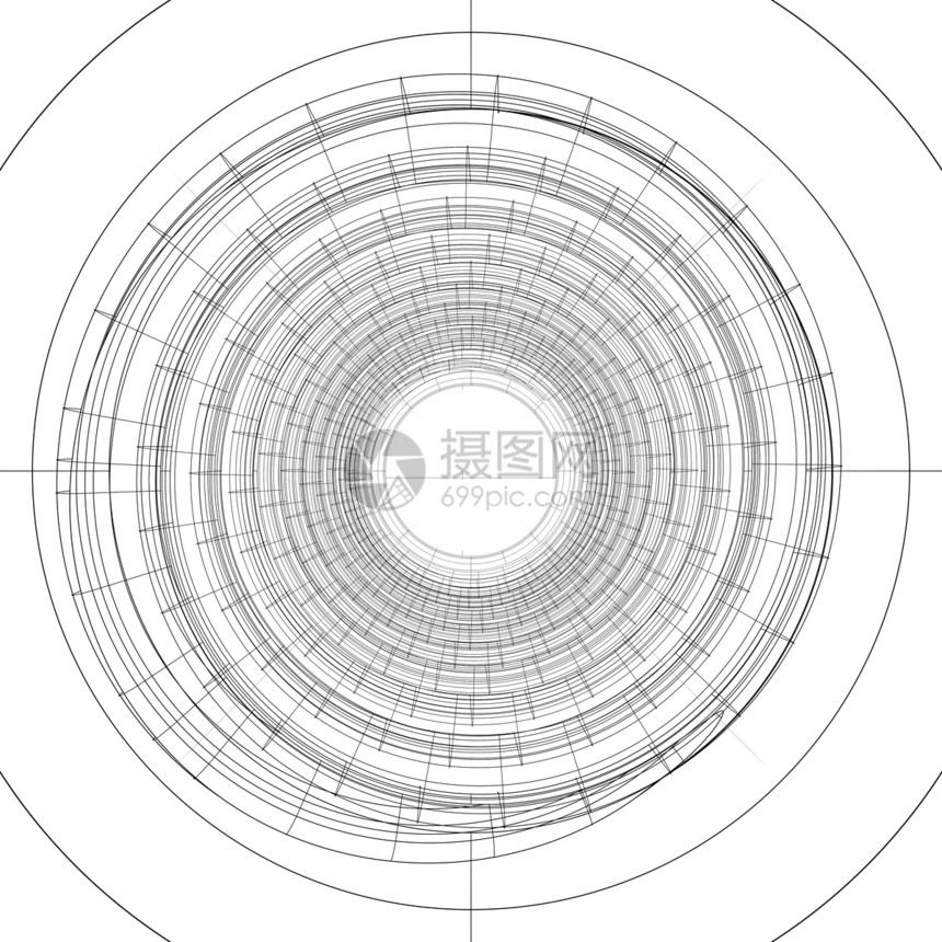 线框架螺旋元素圆圈工业项目技术等距折线设计绘画工程图片
