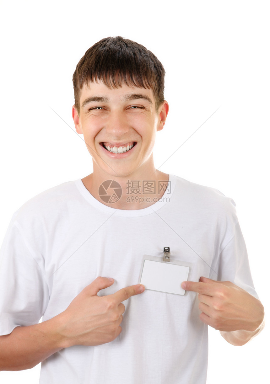 带空徽章的青少年工人节目钥匙标签卡片男性菜鸟身份职业工作图片