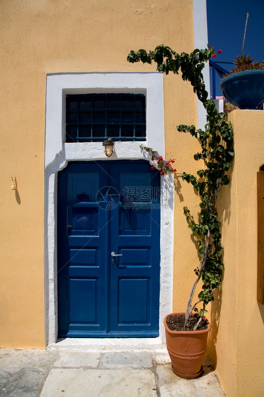希腊住房橙子房子文化建筑窗户旅行游客情调花瓶住宅图片