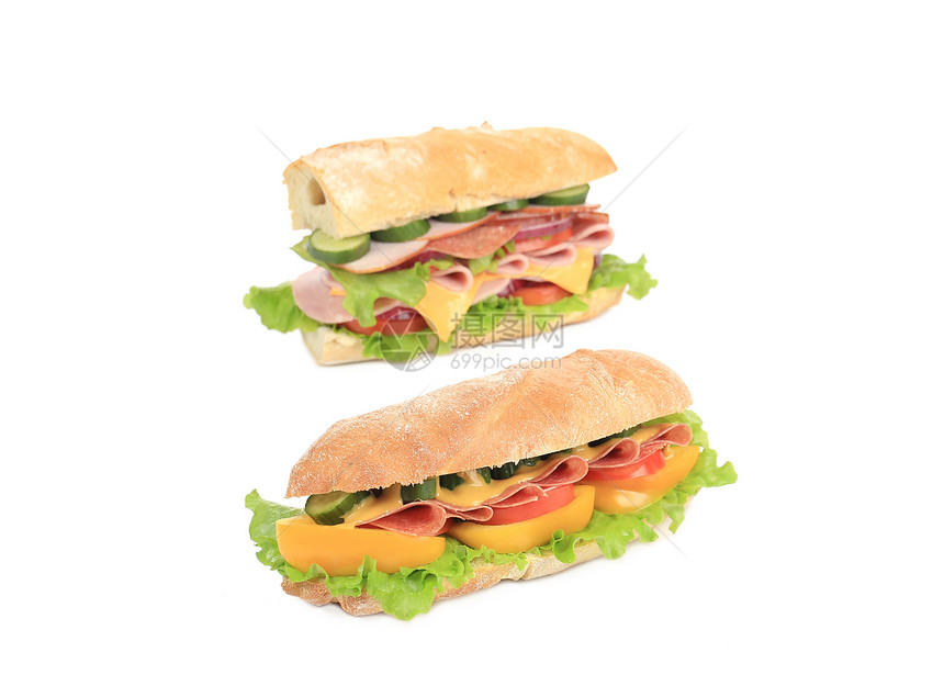 法式面包饼新鲜三明治美食火腿包子食物早餐洋葱午餐野餐黄瓜小麦图片