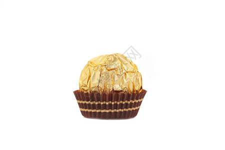 巧克力金盆子贴近了宏观糖果甜点金子白色甜品糕点飞碟背景图片