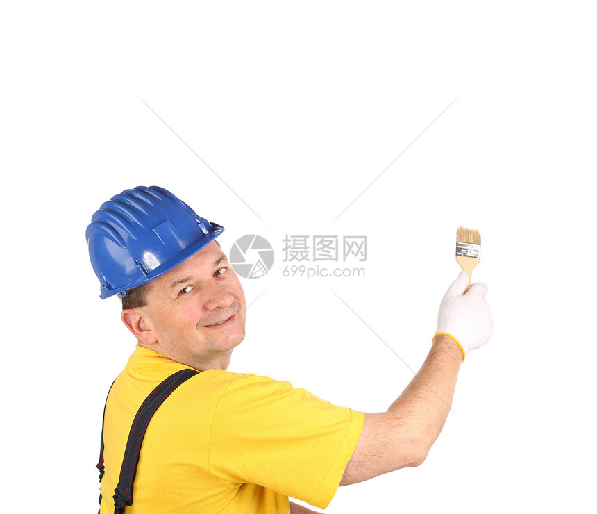 刷子工人红色服务机械身体白色工具男人劳动员工工业图片