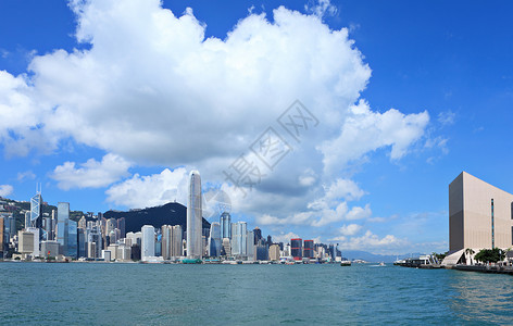 香港市中心办公室天空半岛商业蓝色地标海景天际金融公司九龙高清图片素材