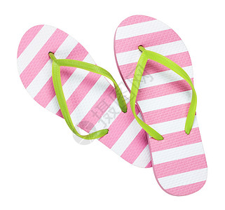 粉色条纹边框翻翻浮女士条纹带子绿色海滩拖鞋红色人字鞋类失败背景