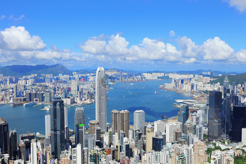香港市风景城市金融摩天大楼白色蓝色建筑学景观旅行商业港口图片