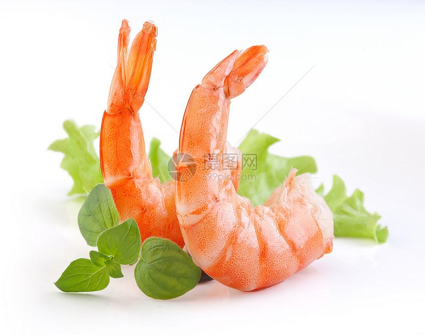 碎片尾甲壳对虾红色食物动物海鲜绿色尾巴图片
