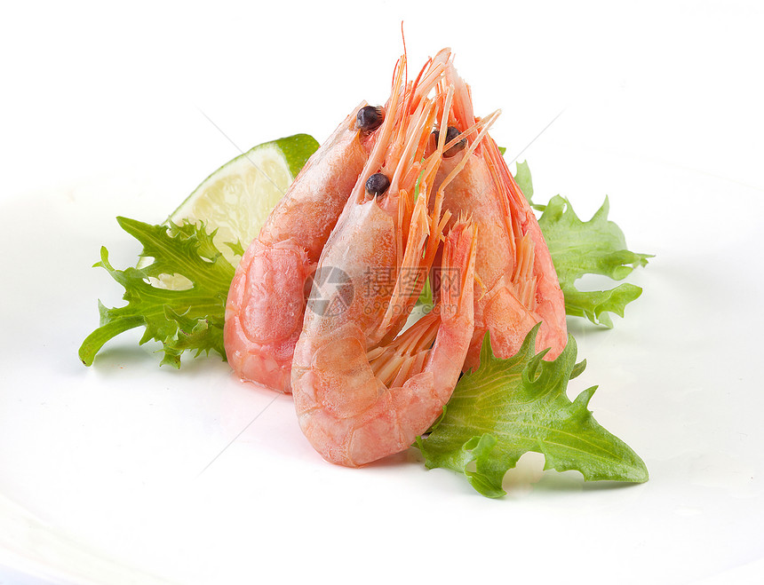 冲刷海鲜食物绿色对虾甲壳动物图片