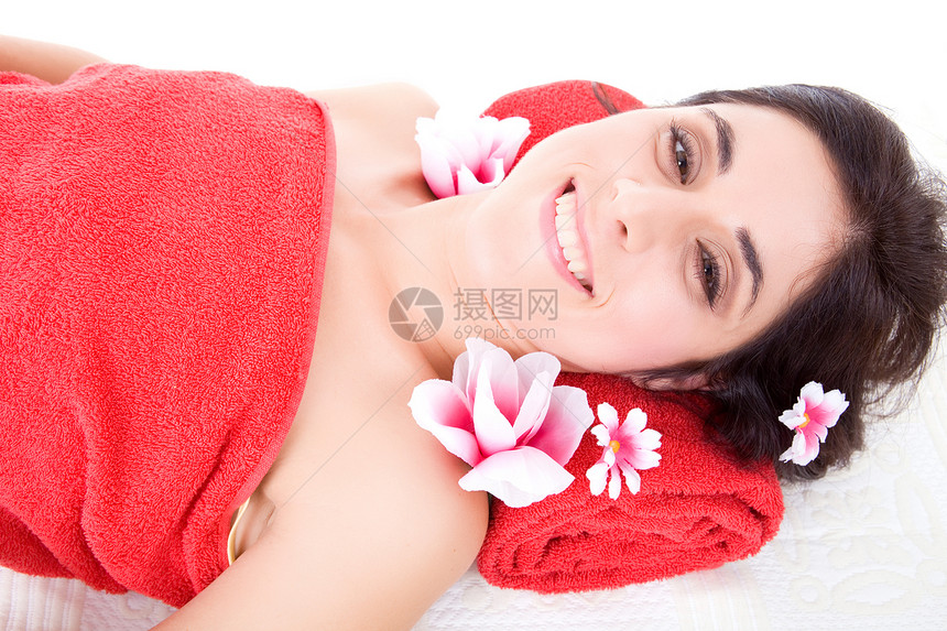 SPA 处理青年工作室女性按摩保健治疗卫生毛巾福利温泉图片