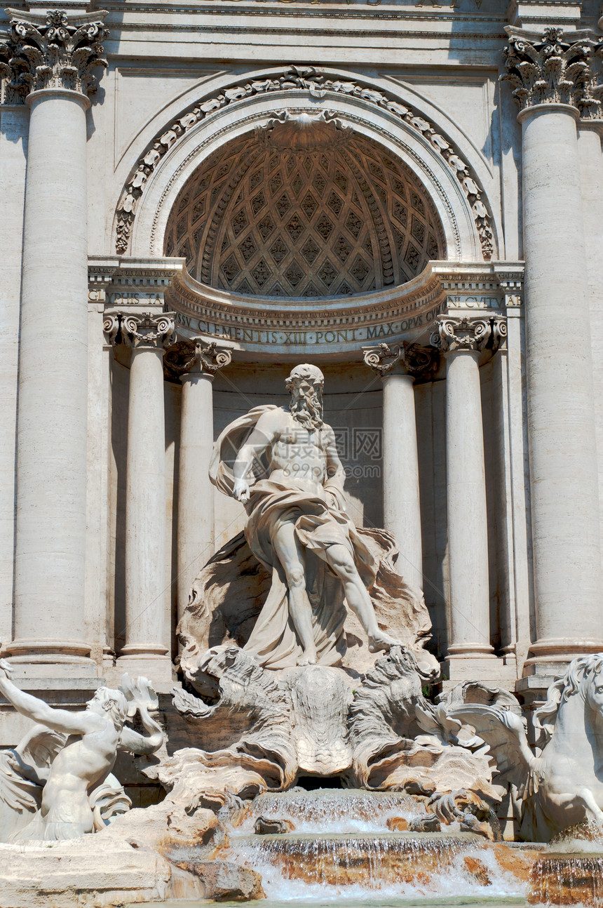 Trevi不老泉 细节 罗马雕塑海王星白色旅行建筑学观光喷泉石头艺术风格图片