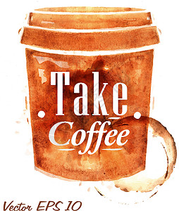 孤独的咖啡杯抽制的可塑塑料咖啡杯条纹痕迹指纹艺术横幅刷子邮票斑点咖啡印迹设计图片