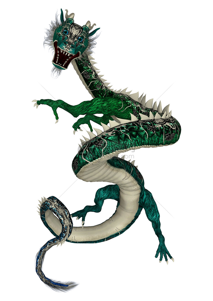 东龙十二生肖绿色白色数字神话怪物小说生物文化蓝色图片