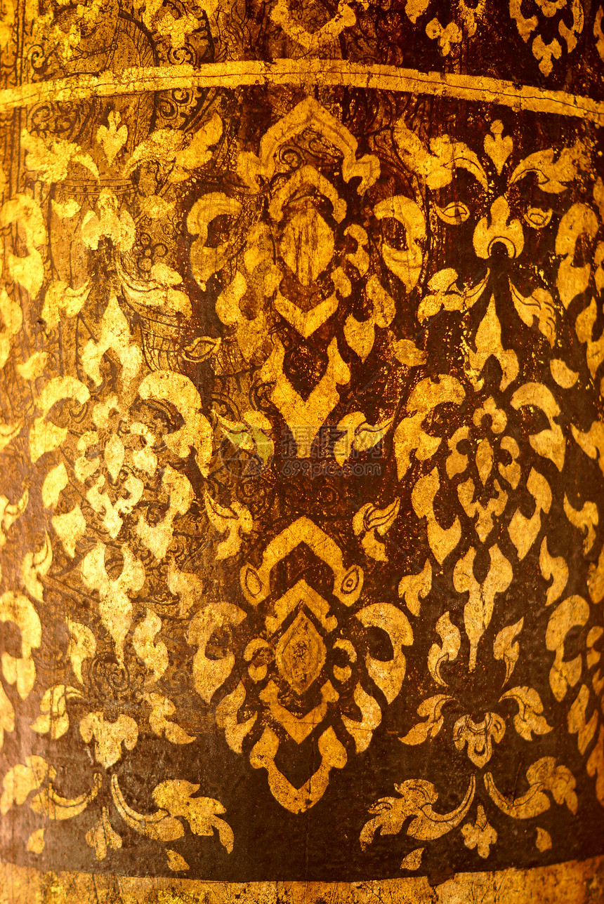 金金柱棕色红色装饰品艺术奢华竹子金子工作镜子手工图片
