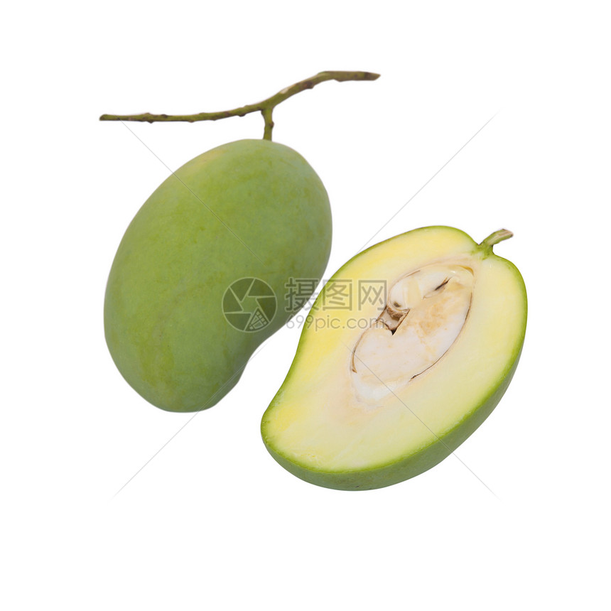绿芒果小吃食物饮食节食甜点黄色热带绿色白色水果图片