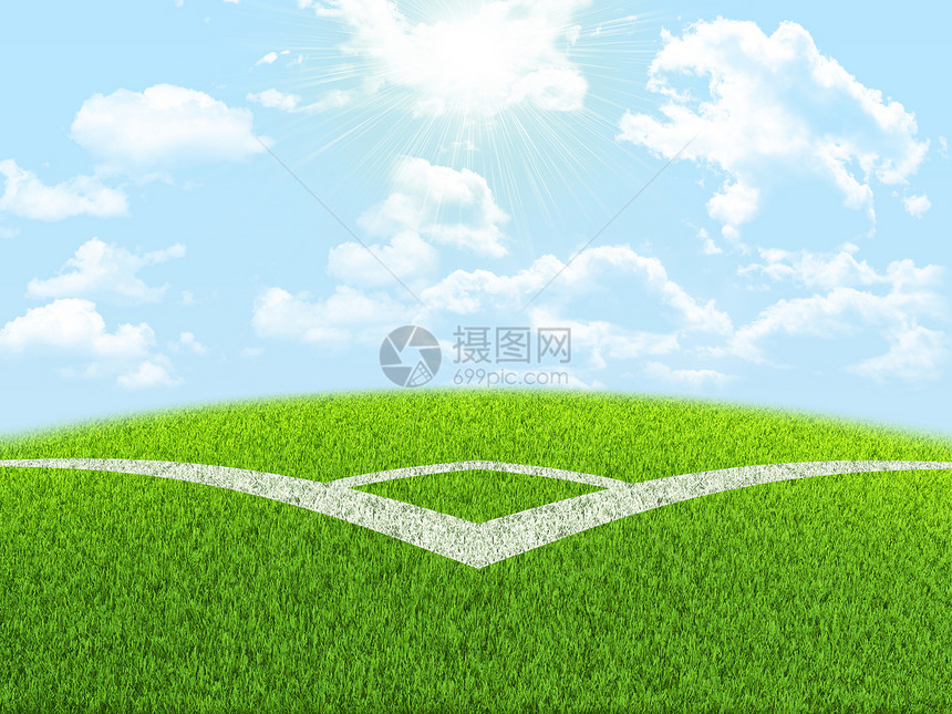 足球场角场地角落天空太阳体育场绿色运动草地操场游戏图片