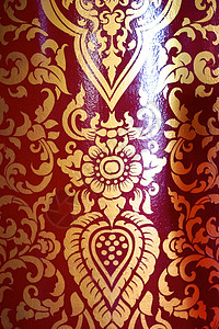 泰国语模式金子棕色文化红色旗帜奢华叶子装饰品手工艺术背景图片
