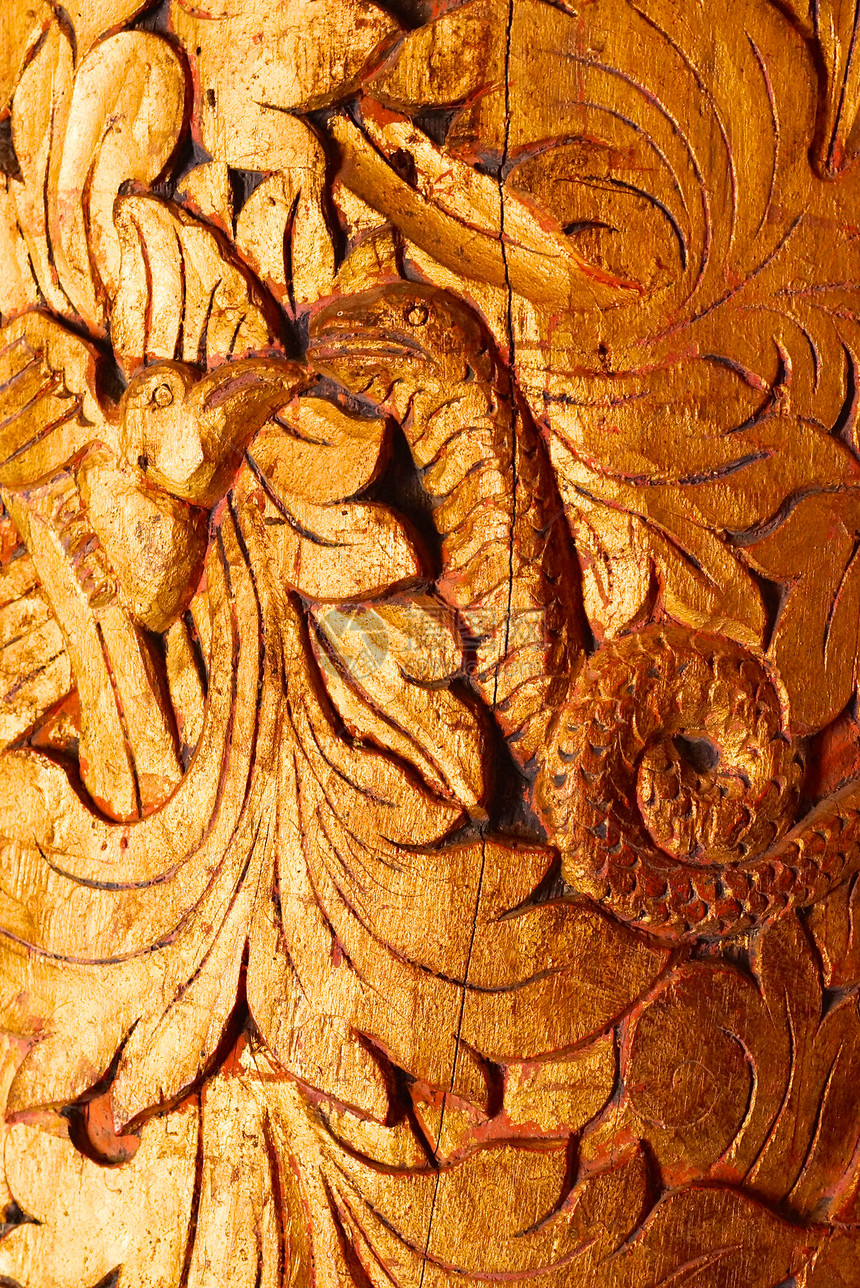 纳卡文化手工艺术雕刻竹子棕色工作奢华金子木头图片