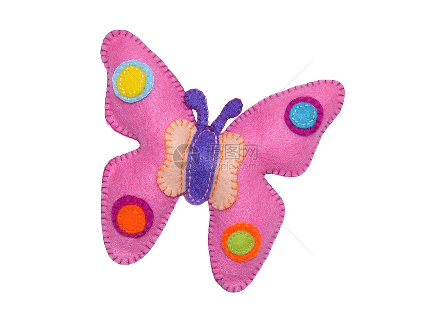 蝴蝶羊毛玩物昆虫粉色手工毛毡玩具图片