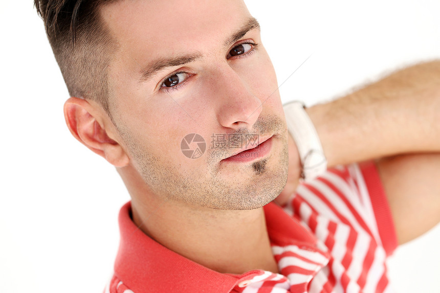 穿条纹衬衣的成熟和时装男子红色男人冒充男性头发衣服衬衫男生发型眼睛图片