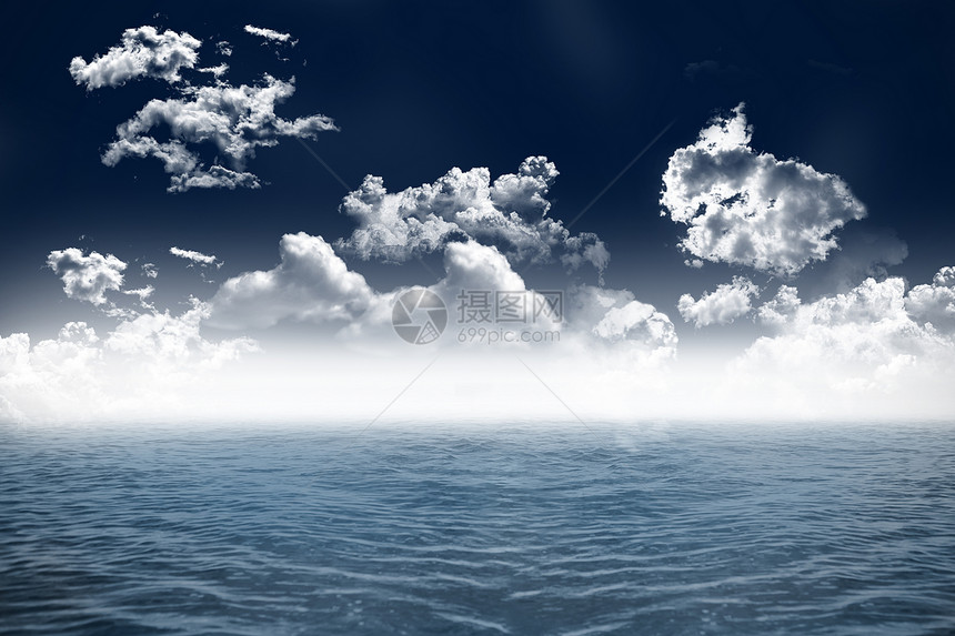 云云天和蓝海天气海洋环境海岸线计算机支撑绘图多云波浪图片