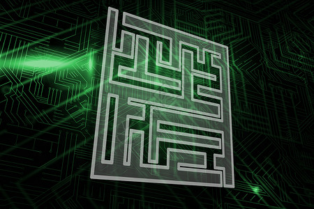 生成二维码迷宫复合图像数字二维码电路板绘图电脑计算硬件辉光计算机黑色背景