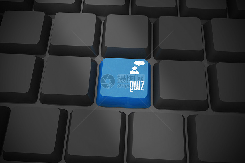 用蓝色键盘在黑色键盘上的 Quiz图片