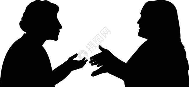 两个女人的黑色彩影 彼此交谈背景图片