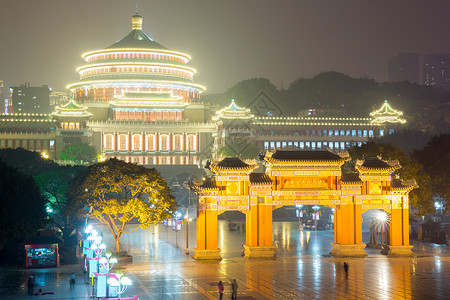 重庆万人大会堂红色建筑大厅文化古董纪念碑建筑学城市艺术背景图片